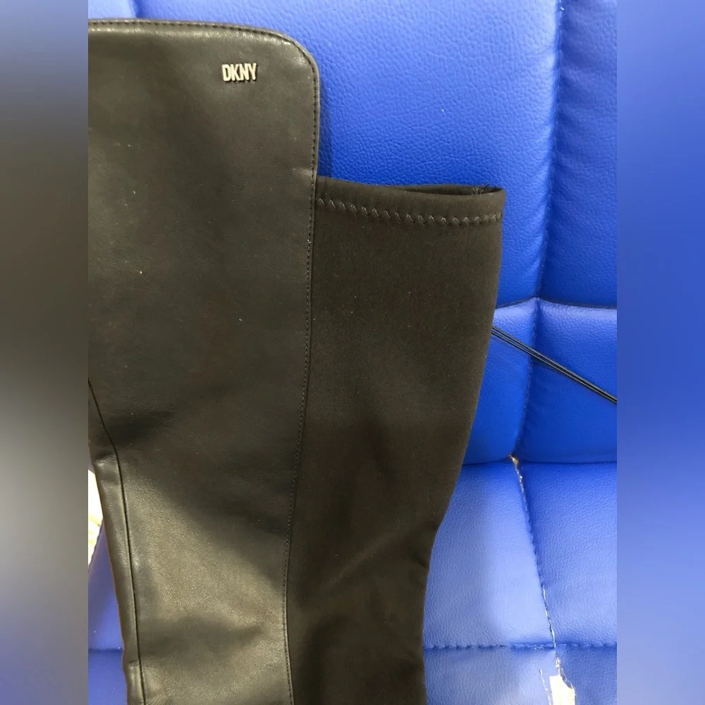 DKNY black Leather & microfiber Over The Knee Boots size 11‎ new